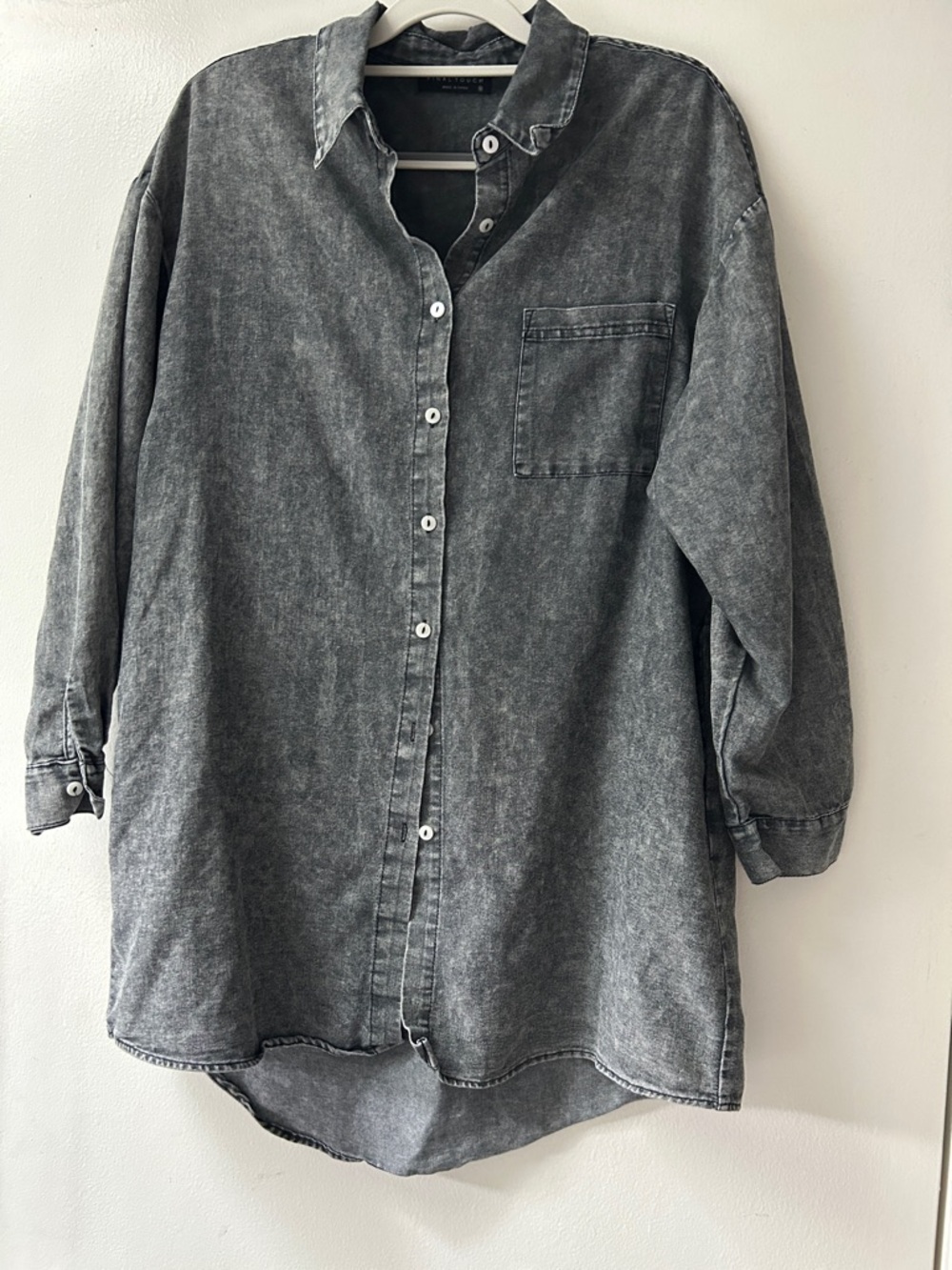 Final Touch Washed Gray Button-Down Shirt